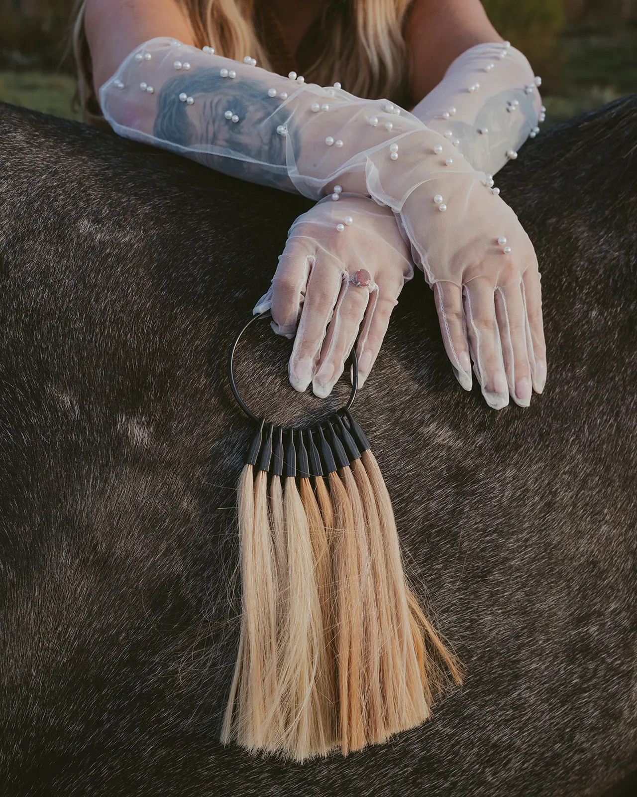 Long hair styled with extensions